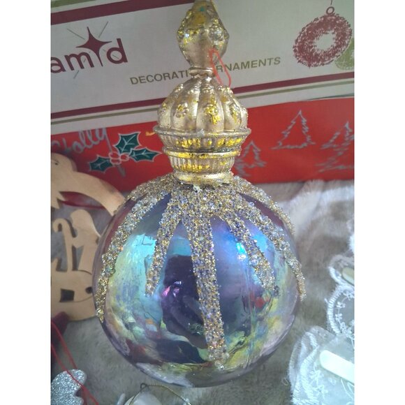 Vintage Christmas Ornament Set Includes Lace Fan Angel Figurines Red Cross Star - Picture 9 of 11